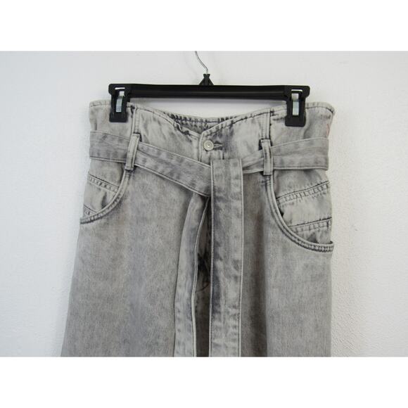 All Saints US 2 Sammy Paperbag Jean Gray Acid Wash Straight Leg Jeans Casual 90s - Picture 3 of 9